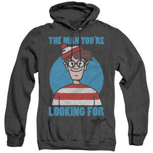 Wheres Waldo Looking For Me Mens Heather Hoodie Black