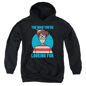 Wheres Waldo Looking for Me Kids Youth Hoodie Black