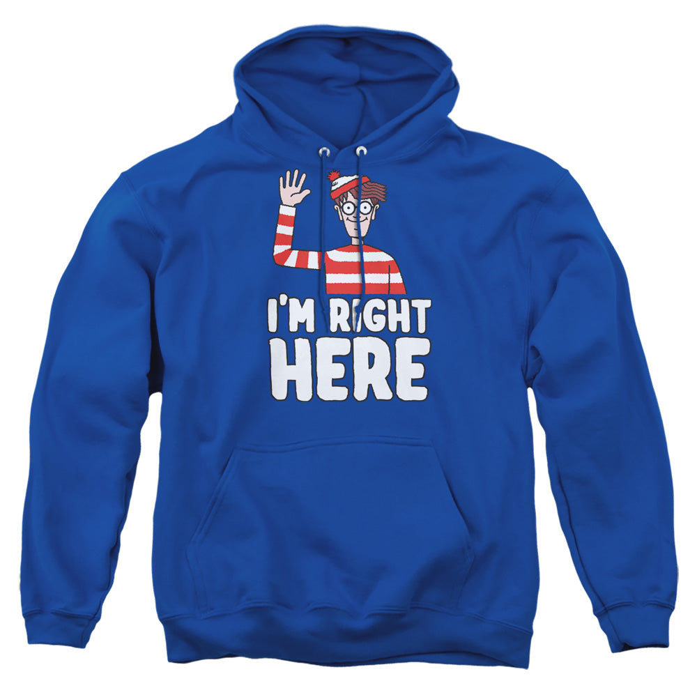 Wheres Waldo Im Right Here Mens Hoodie Royal Blue Officially Licensed
