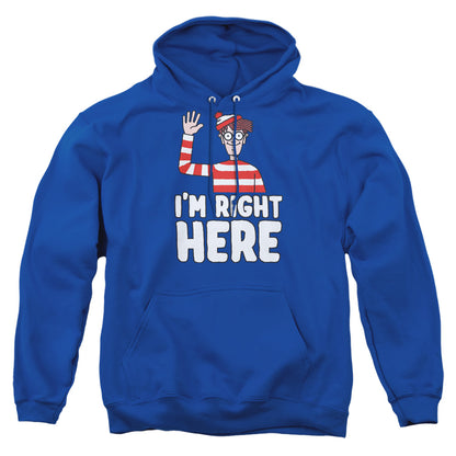 Wheres Waldo Im Right Here Mens Hoodie Royal Blue Officially Licensed