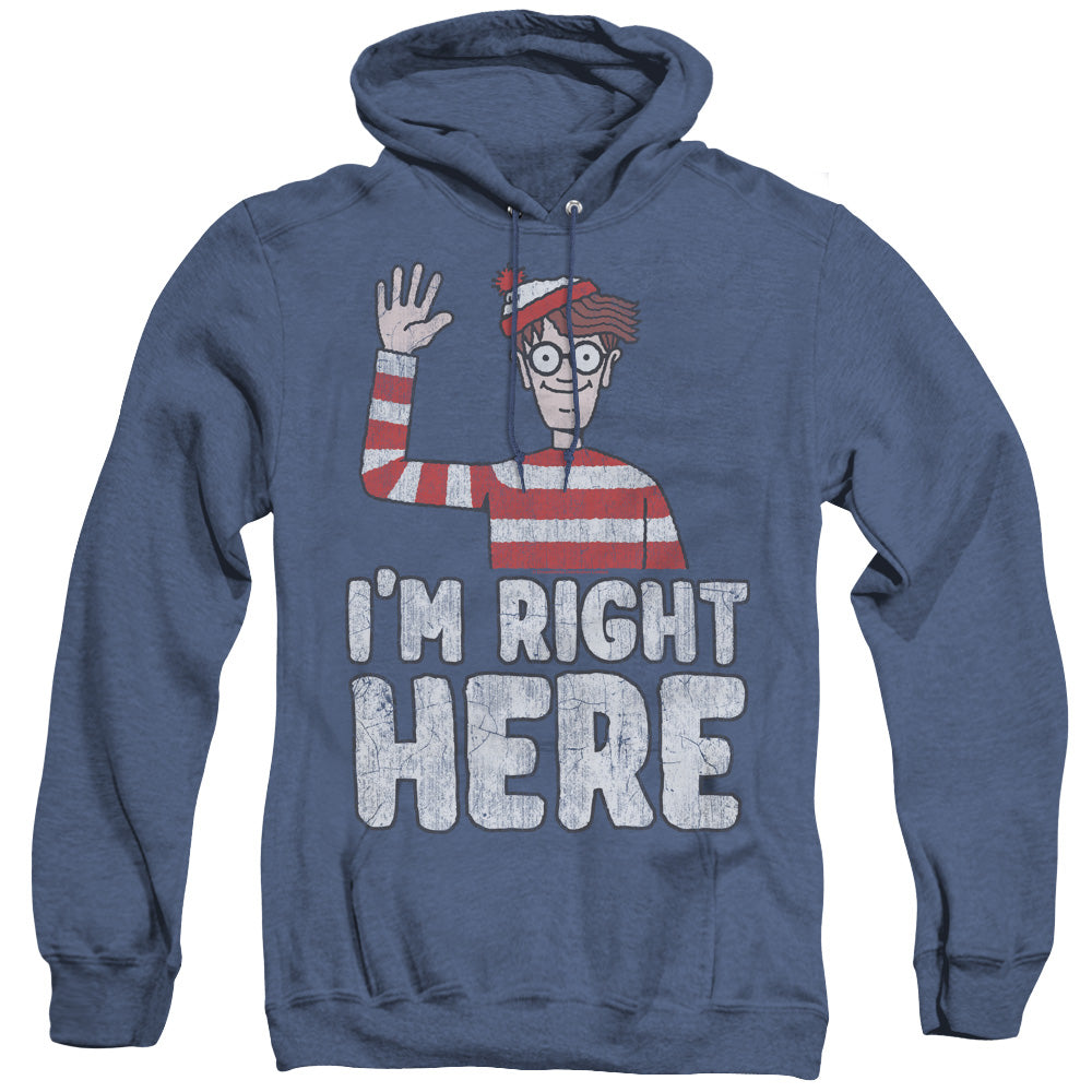 Wheres Waldo Im Right Here Heather Mens Hoodie Royal Blue