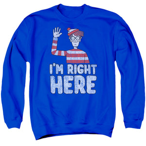 Wheres Waldo Im Right Here Mens Crewneck Sweatshirt Royal Blue