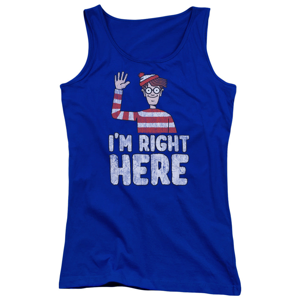 Wheres Waldo Im Right Here Womens Tank Top Shirt Royal Blue