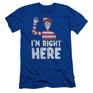 Wheres Waldo Im Right Here Slim Fit Mens T Shirt Royal Blue