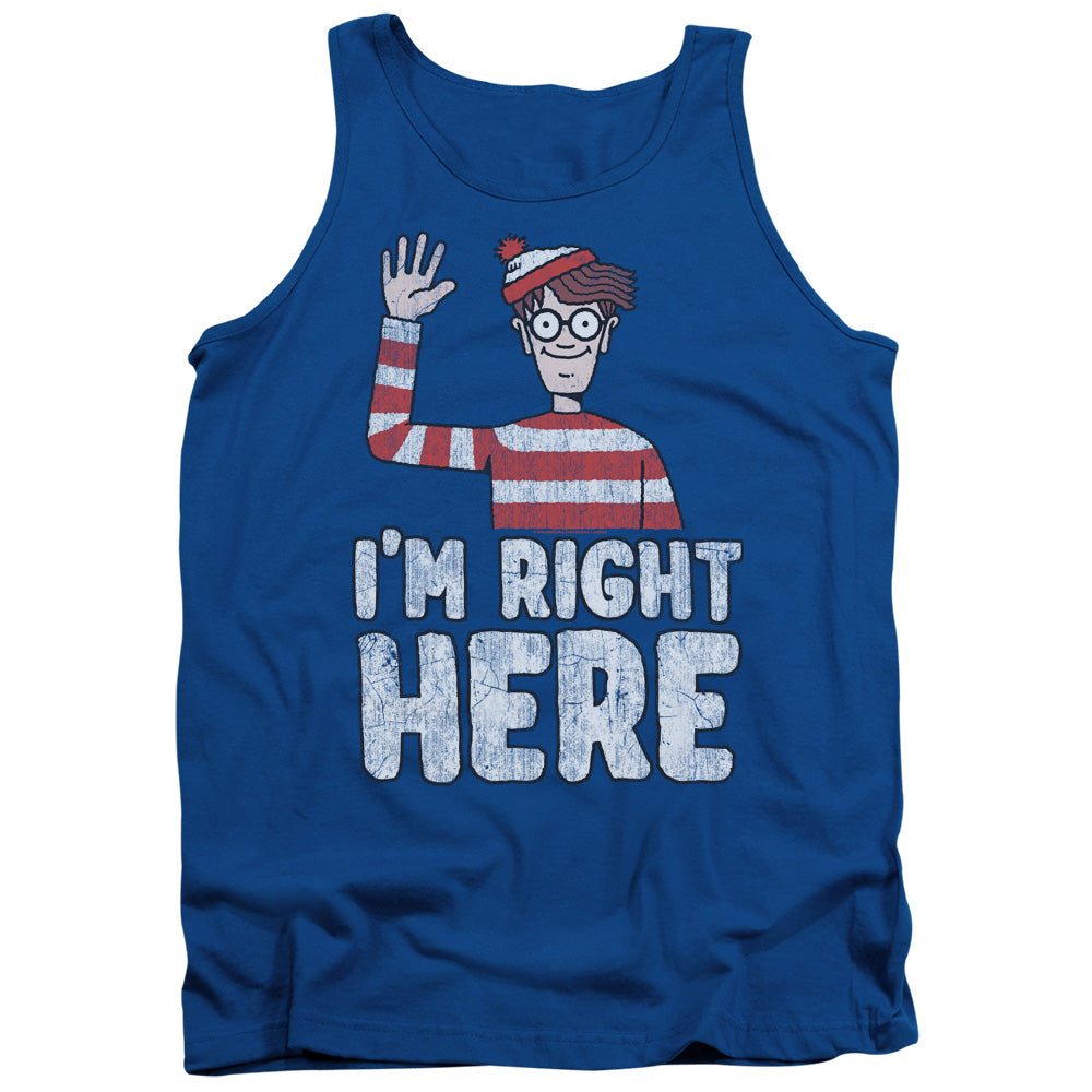 Wheres Waldo Im Right Here Mens Tank Top Shirt Royal Blue