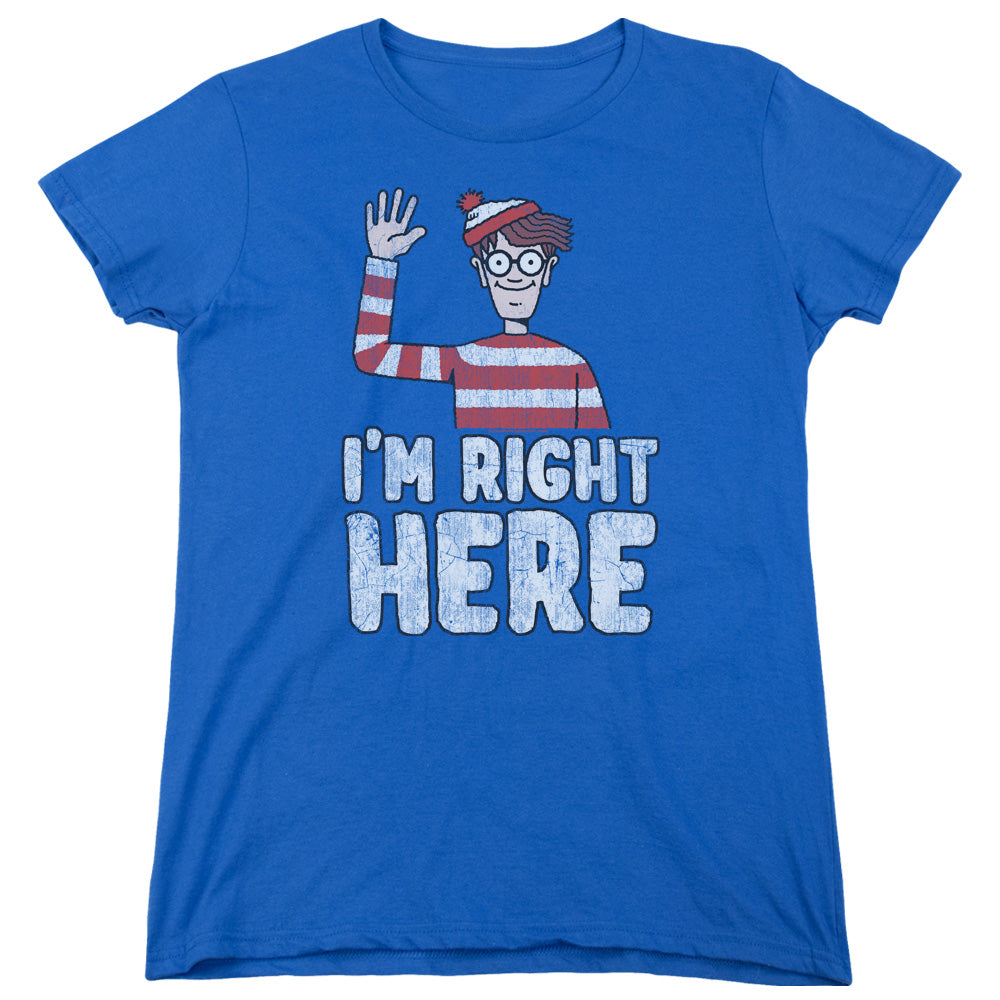 Wheres Waldo Im Right Here Womens T Shirt Royal Blue