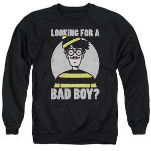 Wheres Waldo Bad Boy Mens Crewneck Sweatshirt Black