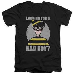 Wheres Waldo Bad Boy Mens Slim Fit V Neck T Shirt Black