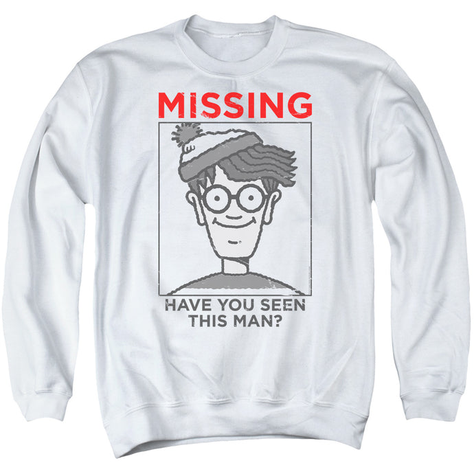 Wheres Waldo Missing Mens Crewneck Sweatshirt White