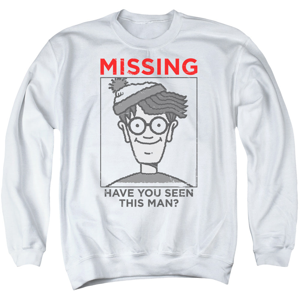 Wheres Waldo Missing Mens Crewneck Sweatshirt White