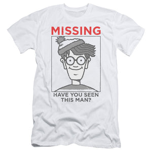 Wheres Waldo Missing Slim Fit Mens T Shirt White