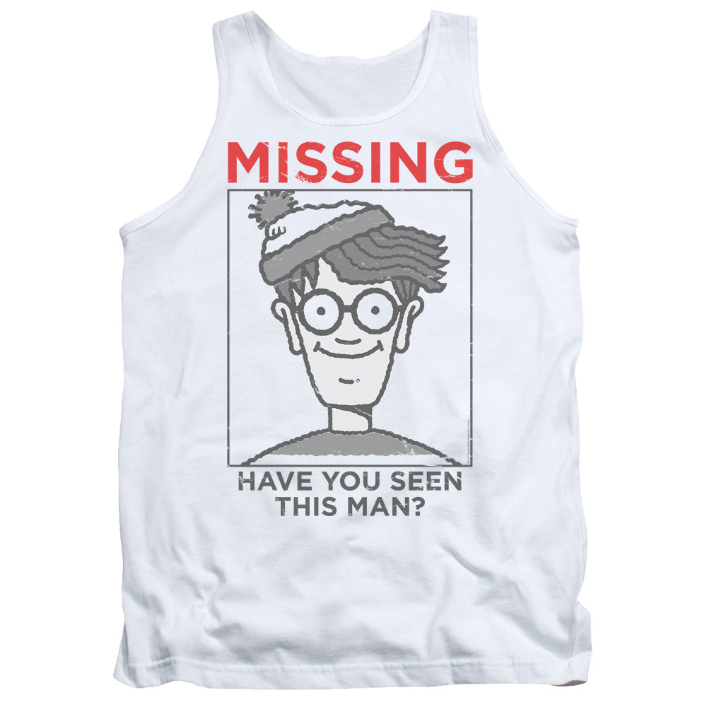 Wheres Waldo Missing Mens Tank Top Shirt White