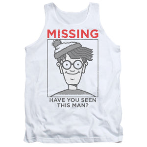 Wheres Waldo Missing Mens Tank Top Shirt White