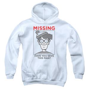 Wheres Waldo Missing Kids Youth Hoodie White