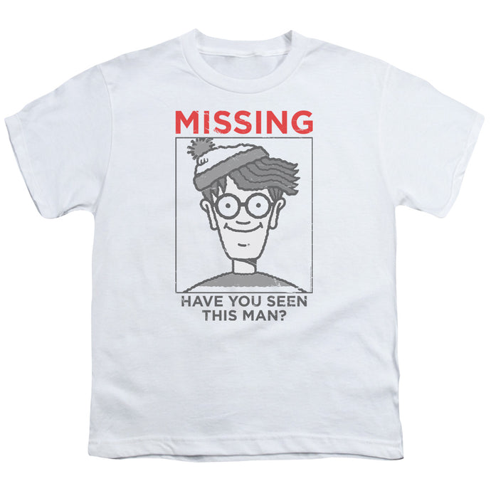 Wheres Waldo Missing Kids Youth T Shirt White