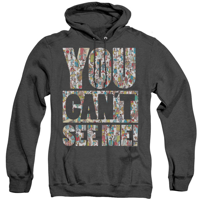 Wheres Waldo See Me Mens Heather Hoodie Black