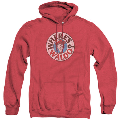 Wheres Waldo Waldo Logo Mens Heather Hoodie Red Officially Licensed