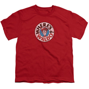 Wheres Waldo Waldo Logo Kids Youth T Shirt Red