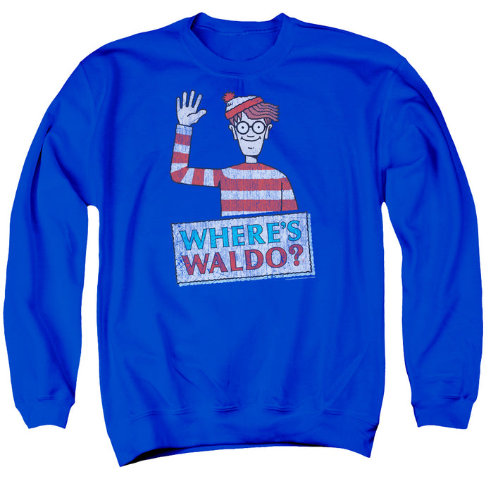 Wheres Waldo Waldo Wave Mens Crewneck Sweatshirt Royal Blue