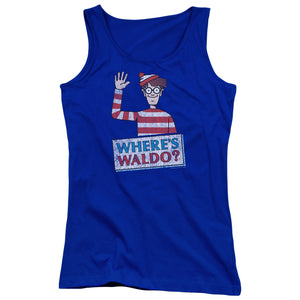 Wheres Waldo Waldo Wave Womens Tank Top Shirt Royal Blue