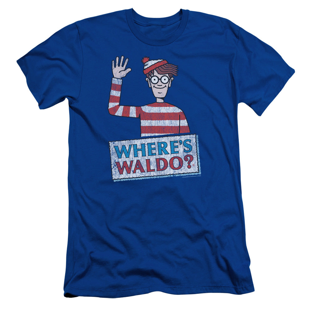 Wheres Waldo Waldo Wave Slim Fit Mens T Shirt Royal Blue