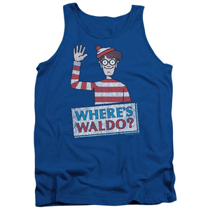 Wheres Waldo Waldo Wave Mens Tank Top Shirt Royal Blue