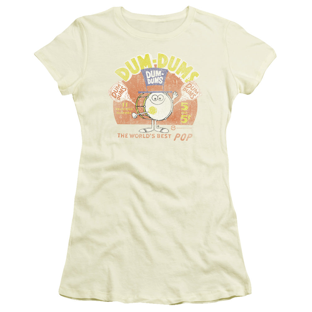 Dum Dums Best Pop Junior Sheer Cap Sleeve Womens T Shirt Cream