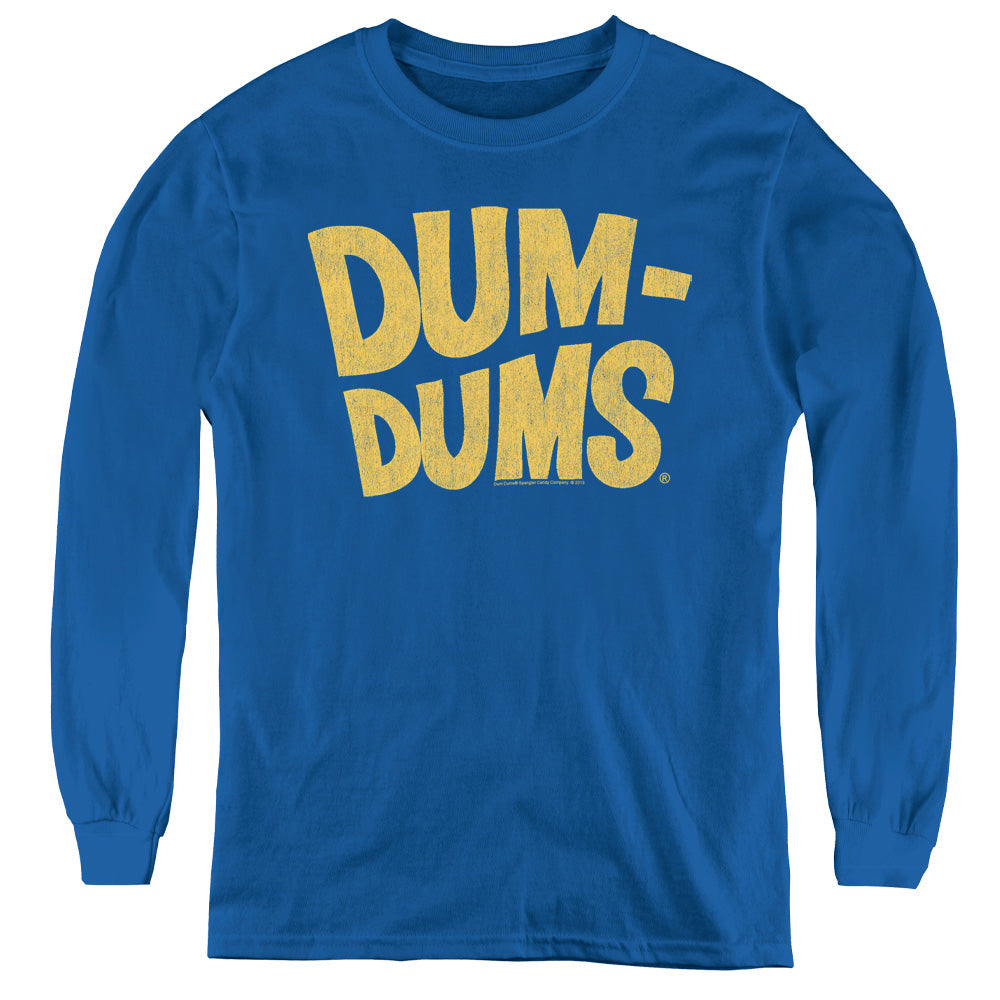 Dum Dums Distressed Logo Long Sleeve Kids Youth T Shirt Royal Blue