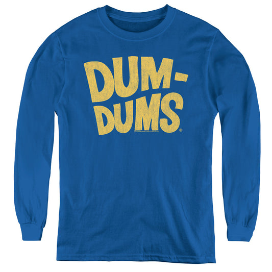 Dum Dums Distressed Logo Long Sleeve Kids Youth T Shirt Royal Blue