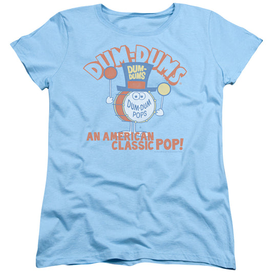 Dum Dums Classic Pop Womens T Shirt Light Blue