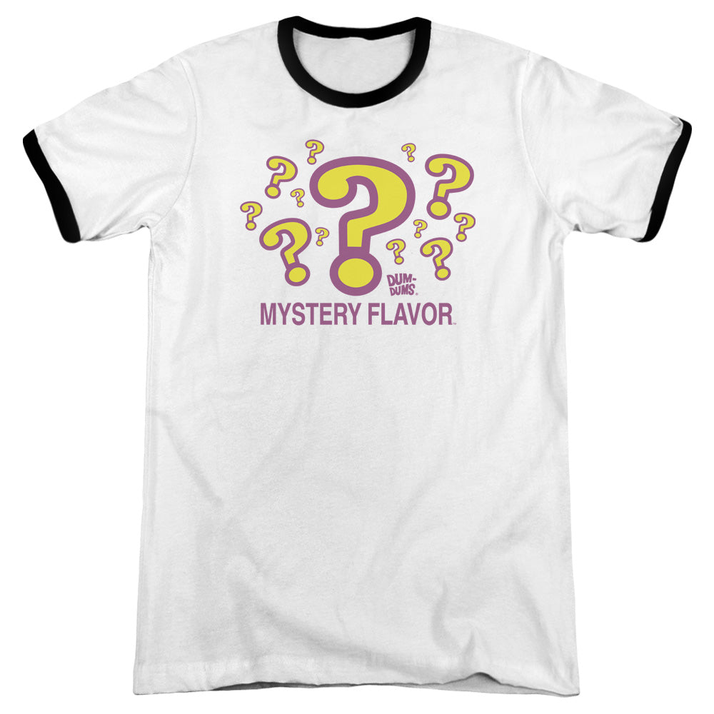 Dum Dums Mystery Flavor Heather Ringer Mens T Shirt White Black