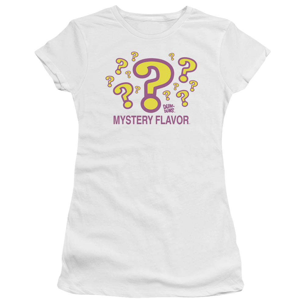 Dum Dums Mystery Flavor Junior Sheer Cap Sleeve Womens T Shirt White