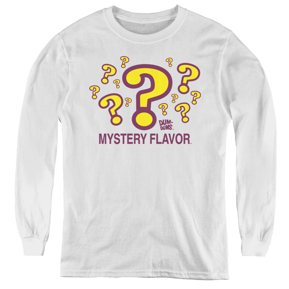 Dum Dums Mystery Flavor Long Sleeve Kids Youth T Shirt White