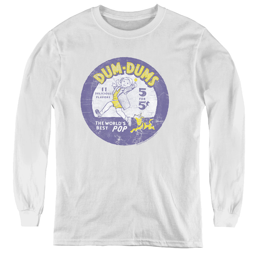 Dum Dums Pop Parade Long Sleeve Kids Youth T Shirt White