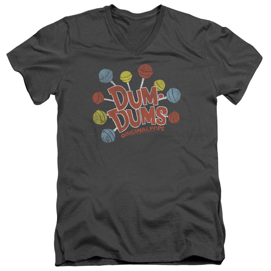 Dum Dums Original Pops Mens Slim Fit V Neck T Shirt Charcoal