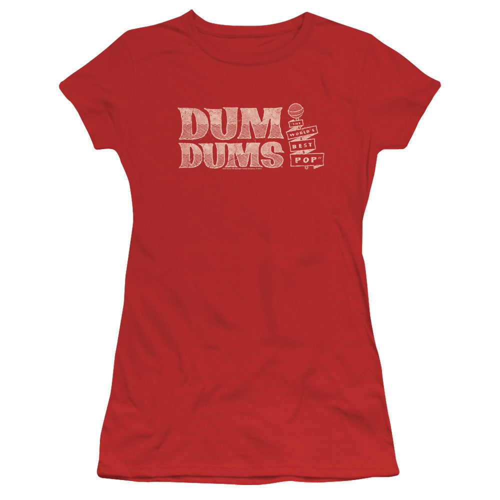 Dum Dums Worlds Best Junior Sheer Cap Sleeve Womens T Shirt Red