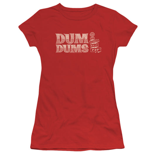 Dum Dums Worlds Best Junior Sheer Cap Sleeve Womens T Shirt Red