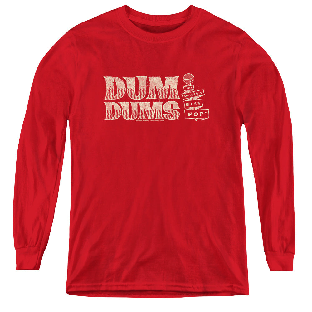 Dum Dums Worlds Best Long Sleeve Kids Youth T Shirt Red