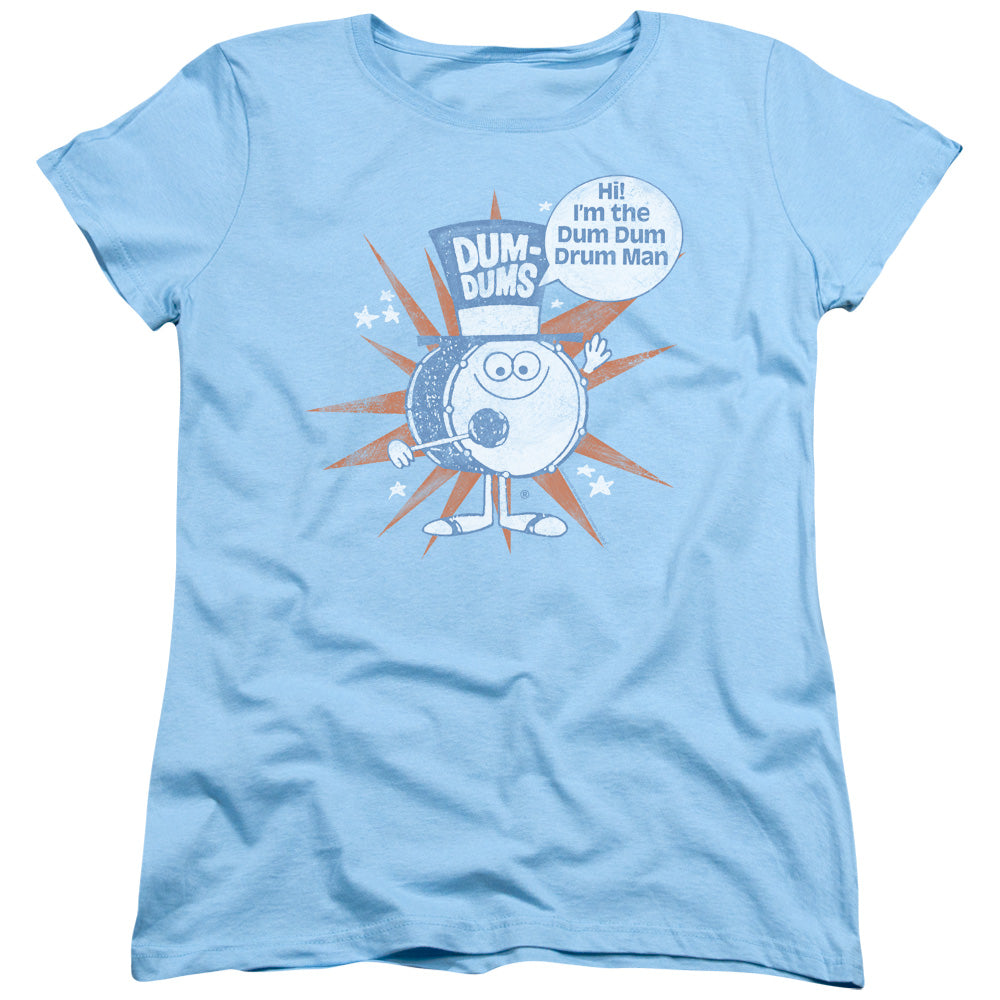 Dum Dums Drum Man Womens T Shirt Light Blue