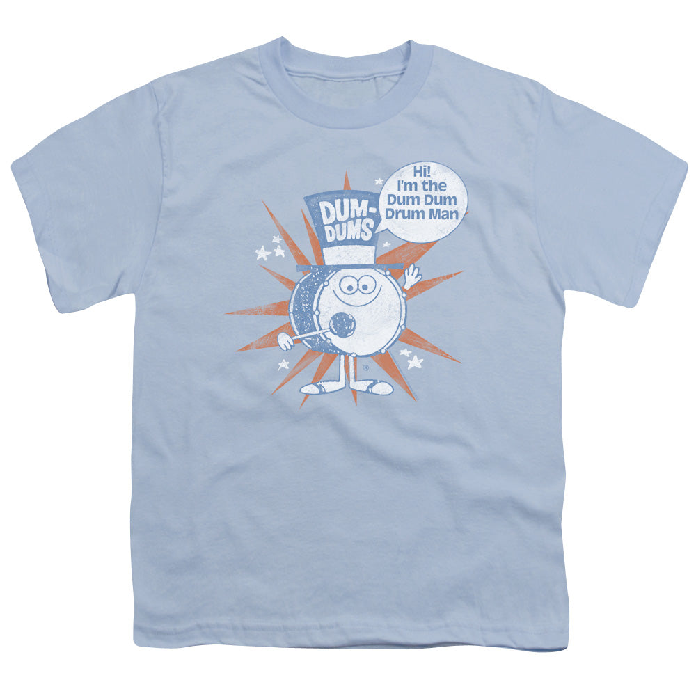 Dum Dums Drum Man Kids Youth T Shirt Light Blue