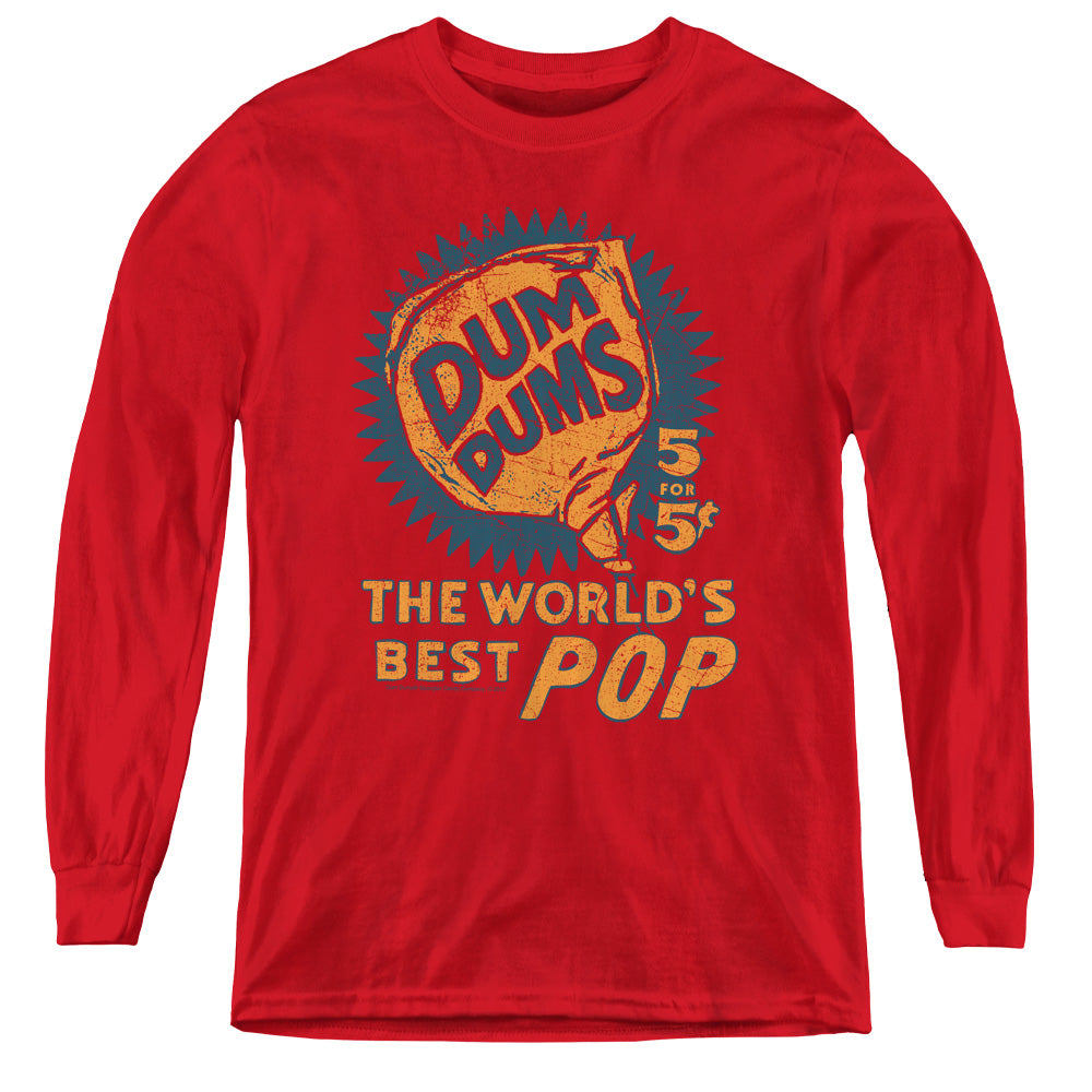 Dum Dums 5 for 5 Long Sleeve Kids Youth T Shirt Red