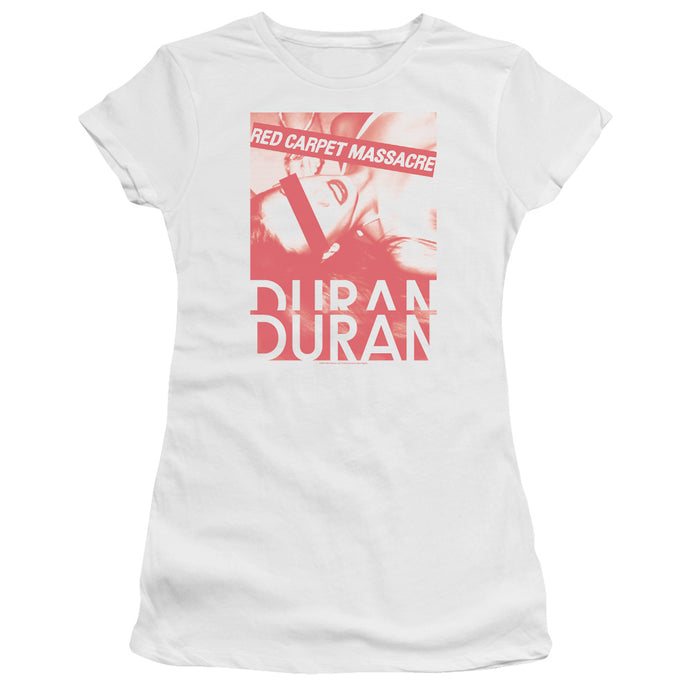 Duran Duran Red Carpet Massacre Junior Sheer Cap Sleeve Premium Bella Canvas Womens T Shirt White