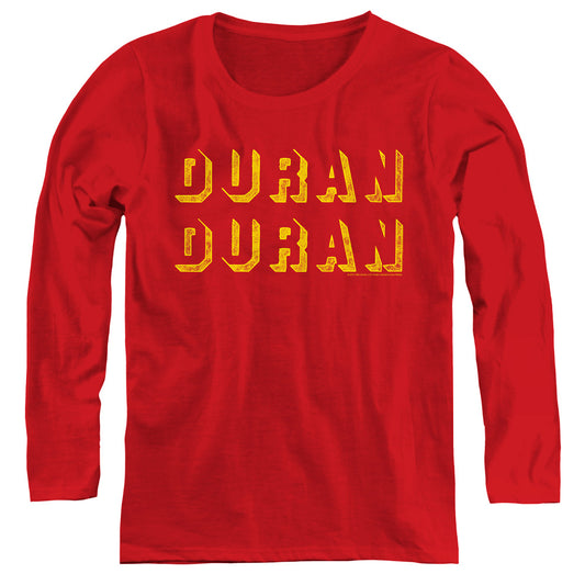 Duran Duran Negative Space Womens Long Sleeve Shirt Red