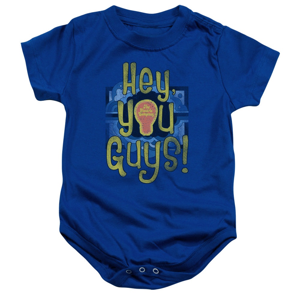 Electric Company Hey You Guys Infant Baby Snapsuit Royal Blue