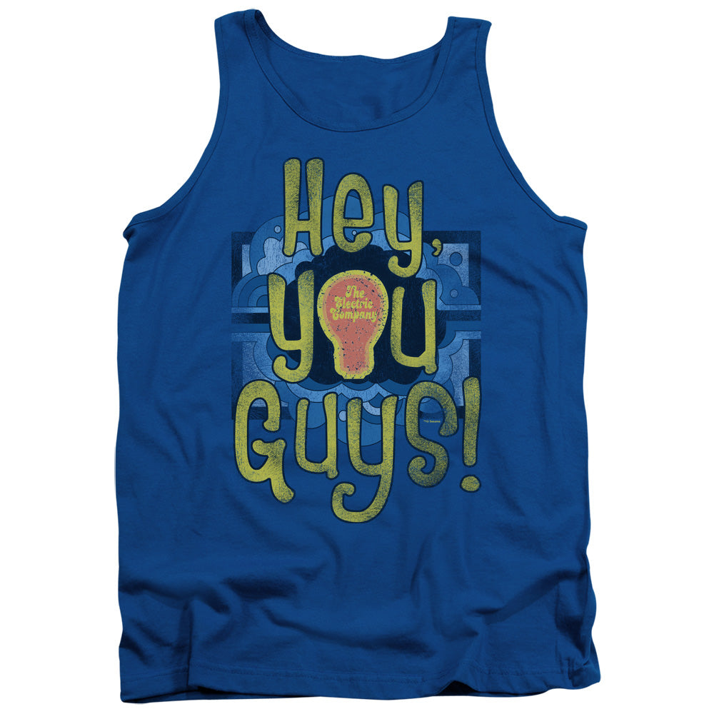 Electric Company Hey You Guys Mens Tank Top Shirt Royal Blue