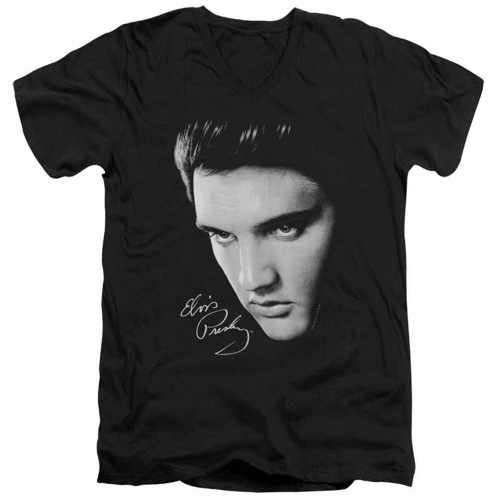 Elvis Presley Face Mens Slim Fit V-Neck T Shirt Black