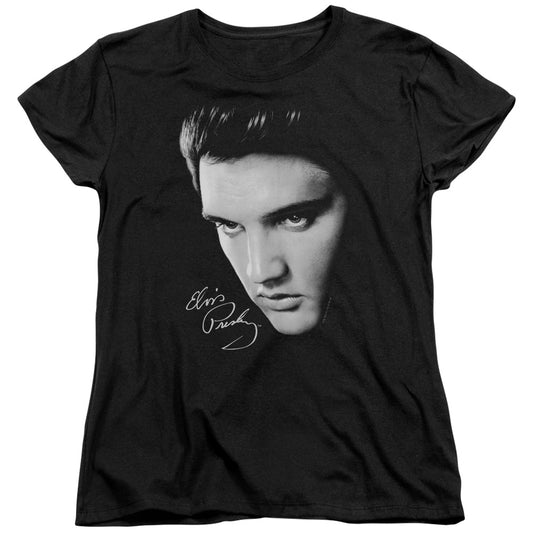 Elvis Presley Face Womens T Shirt Black