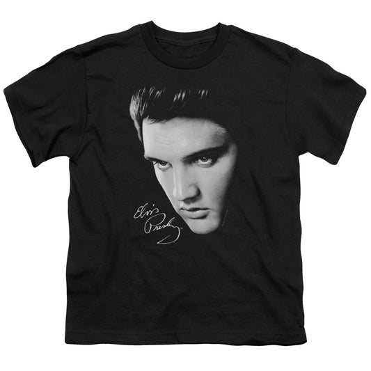 Elvis Presley Face Kids Youth T Shirt Black