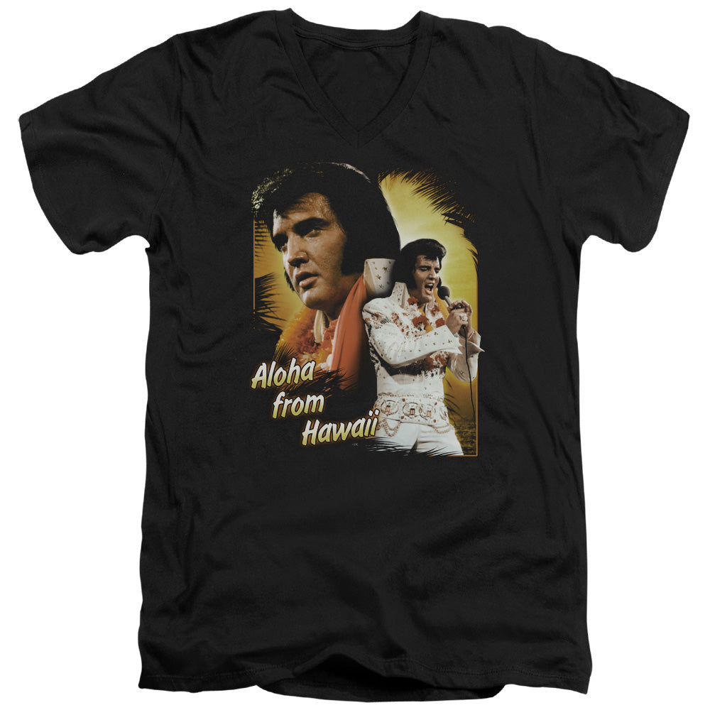 Elvis Presley Aloha Mens Slim Fit V-Neck T Shirt Black