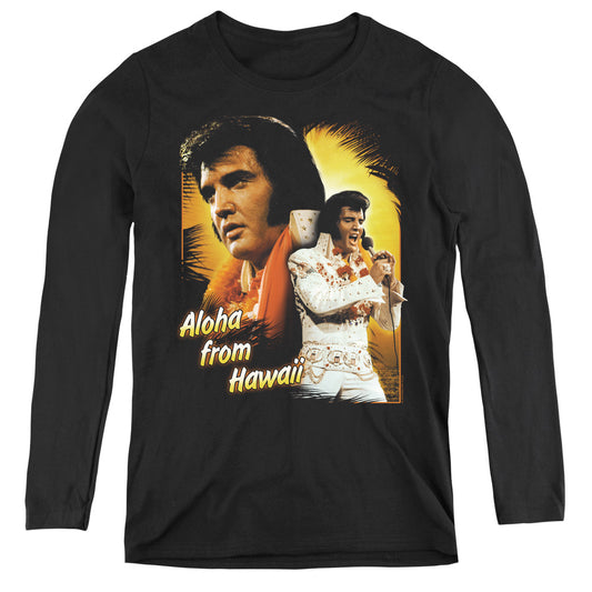 Elvis Presley Aloha Womens Long Sleeve Shirt Black